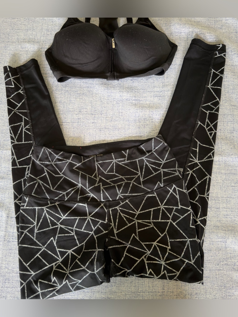 Victoria's Secret Black Leggings with Silver Geometric Accents
